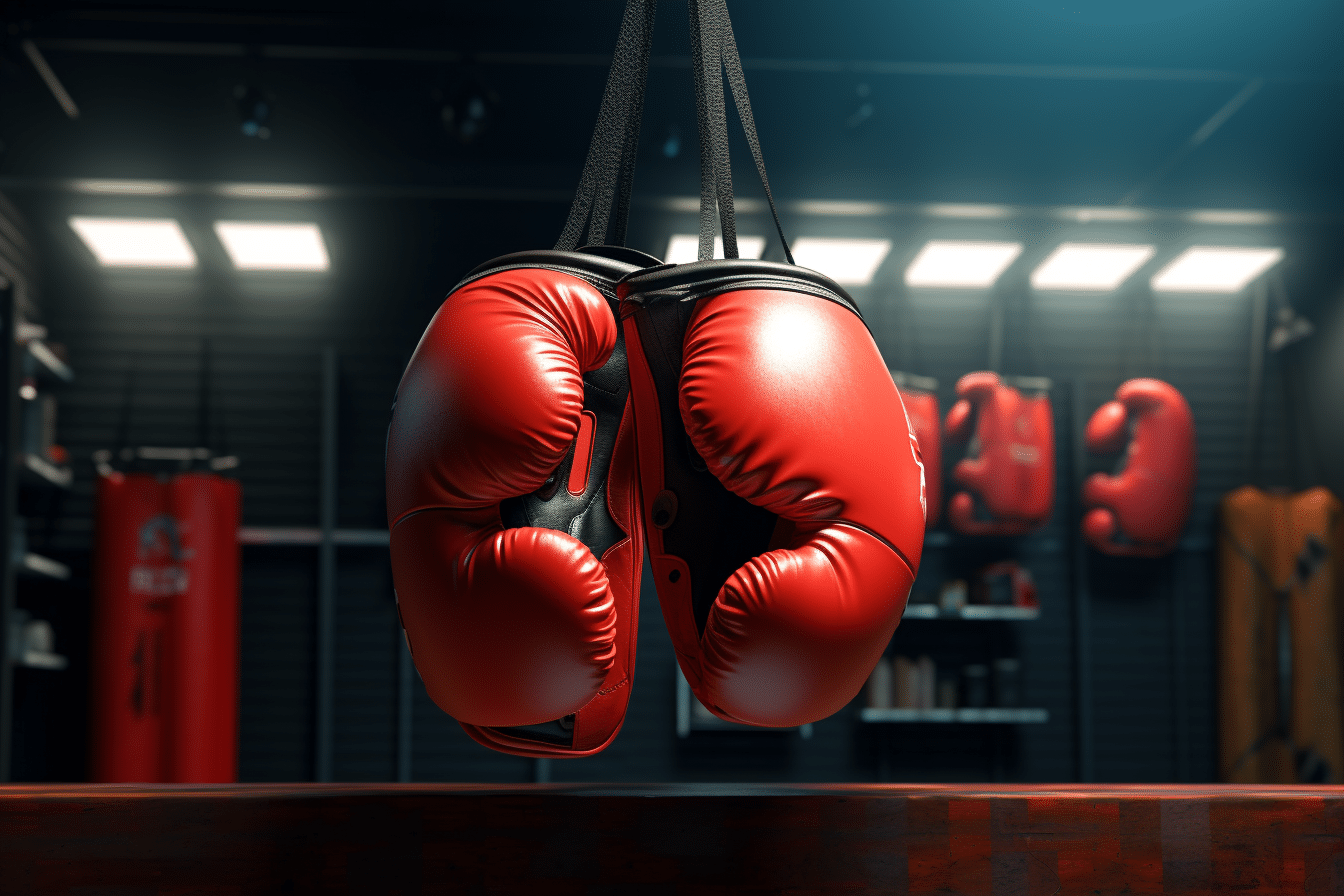 guantes de boxeo suspendidos