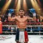 Boxeur français célèbre sa victoire sur le ring