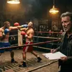 Entraîneur prenant notes lors d'un match de boxe en ring