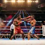 Deux boxeurs s'affrontent lors d'un match de championnats de boxe.