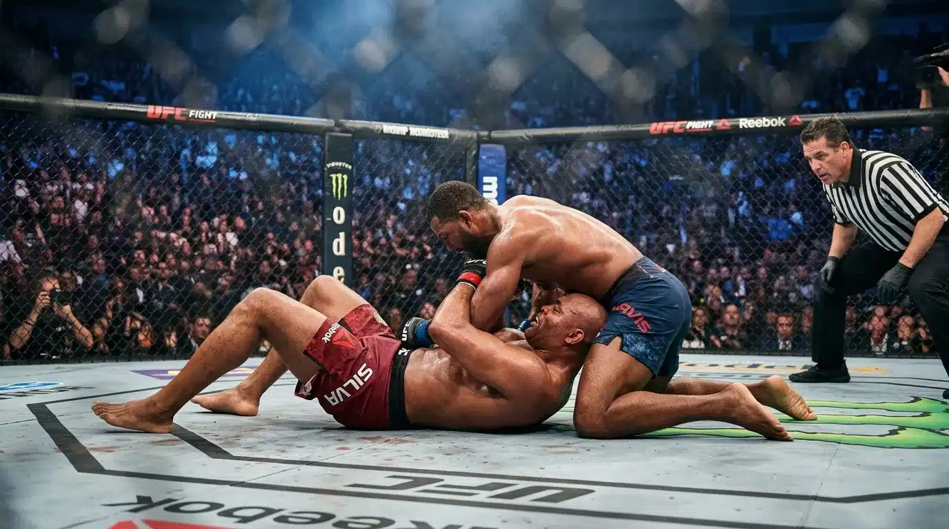 Deux combattants s'affrontent sur le tapis UFC octogone